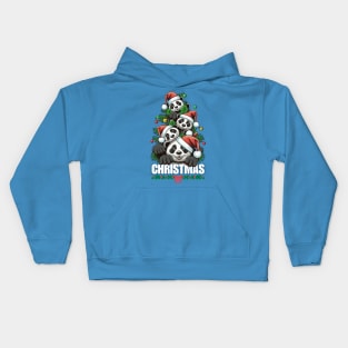 Christmas Pandas (momma and 3 cubs) Kids Hoodie